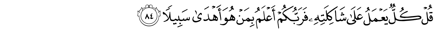 قُلْ كُلٌّ يَعْمَلُ عَلَى شَاكِلَتِهِ فَرَبُّكُمْ أَعْلَمُ بِمَنْ هُوَ أَهْدَى سَبِيلاً