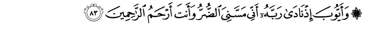 ۞ وَأَيُّوبَ إِذْ نَادَىٰ رَبَّهُۥٓ أَنِّى مَسَّنِىَ ٱلضُّرُّ وَأَنتَ أَرْحَمُ ٱلرَّٰحِمِينَ