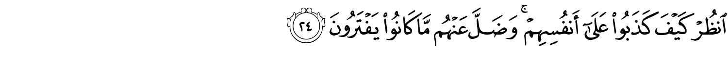انظُرْ كَيْفَ كَذَبُواْ عَلَىٰٓ أَنفُسِهِمْ وَضَلَّ عَنْهُم مَّا كَانُواْ يَفْتَرُونَ